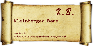 Kleinberger Bars névjegykártya
